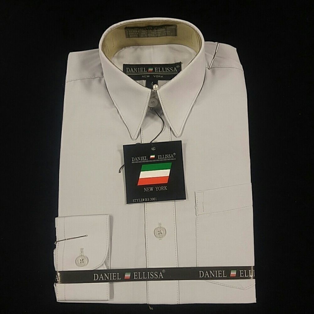 BOY'S SILVER DRESS SHIRT. SIZE 4.